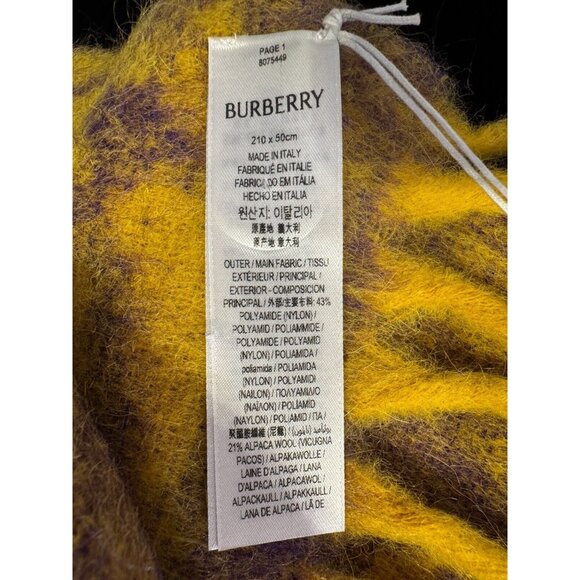 $985 NWT Burberry Mustard Floral Fringe Alpaca Wool Blend Large Shawl Scarf - Picture 9 of 16
